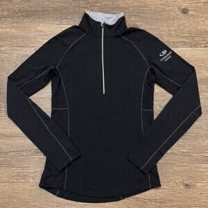 Icebreaker Merino Wool BodyfitZONE 1/4 Zip Base Layer Therm Womens Small Black
